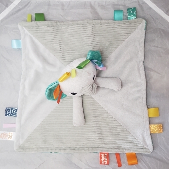 Bright Starts Cuddle‘nTags Elephant Taggie  Lovie Lovey Baby Comfort Blanket EUC - Picture 3 of 16
